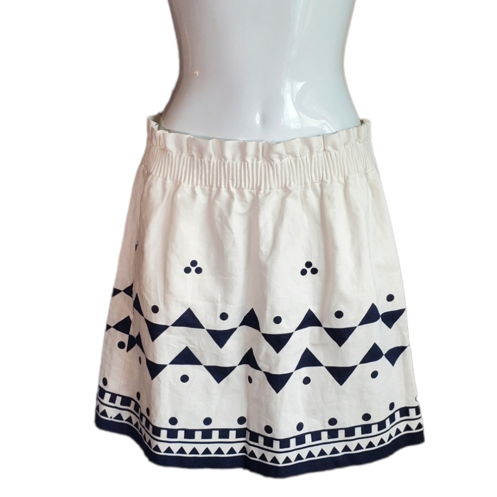 J CREW Printed Linen/ Cotton Skirt Pull-On  2